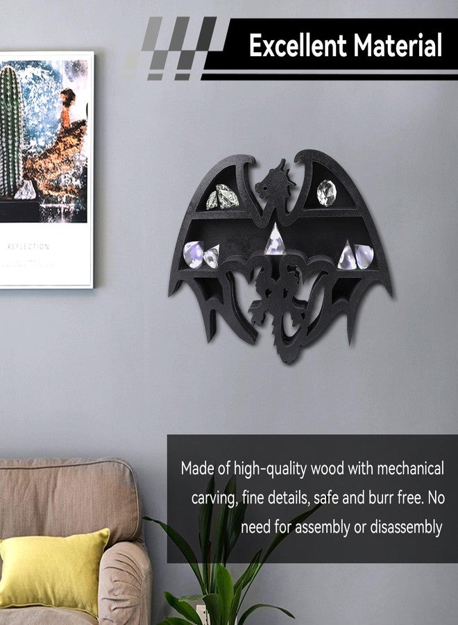 Jwthee Crystal Display Shelf, Wooden Floating Shelf Dragon Shape Design Display Shelfs Floating Wall Shelves Crystal Display Holder for Storing Crystals Stones and Essential Oils - Image 4